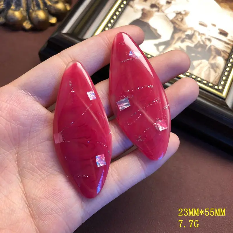 fashion and exquisite red jelly resin temperament geometric stud earrings jewelry versatile earrings