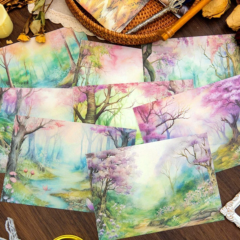 40 Sheets Retro Forest Fantasy Series Material Paper Scrapbook Handbook Journal Material DIY Collage Aesthetic Decorative Papers