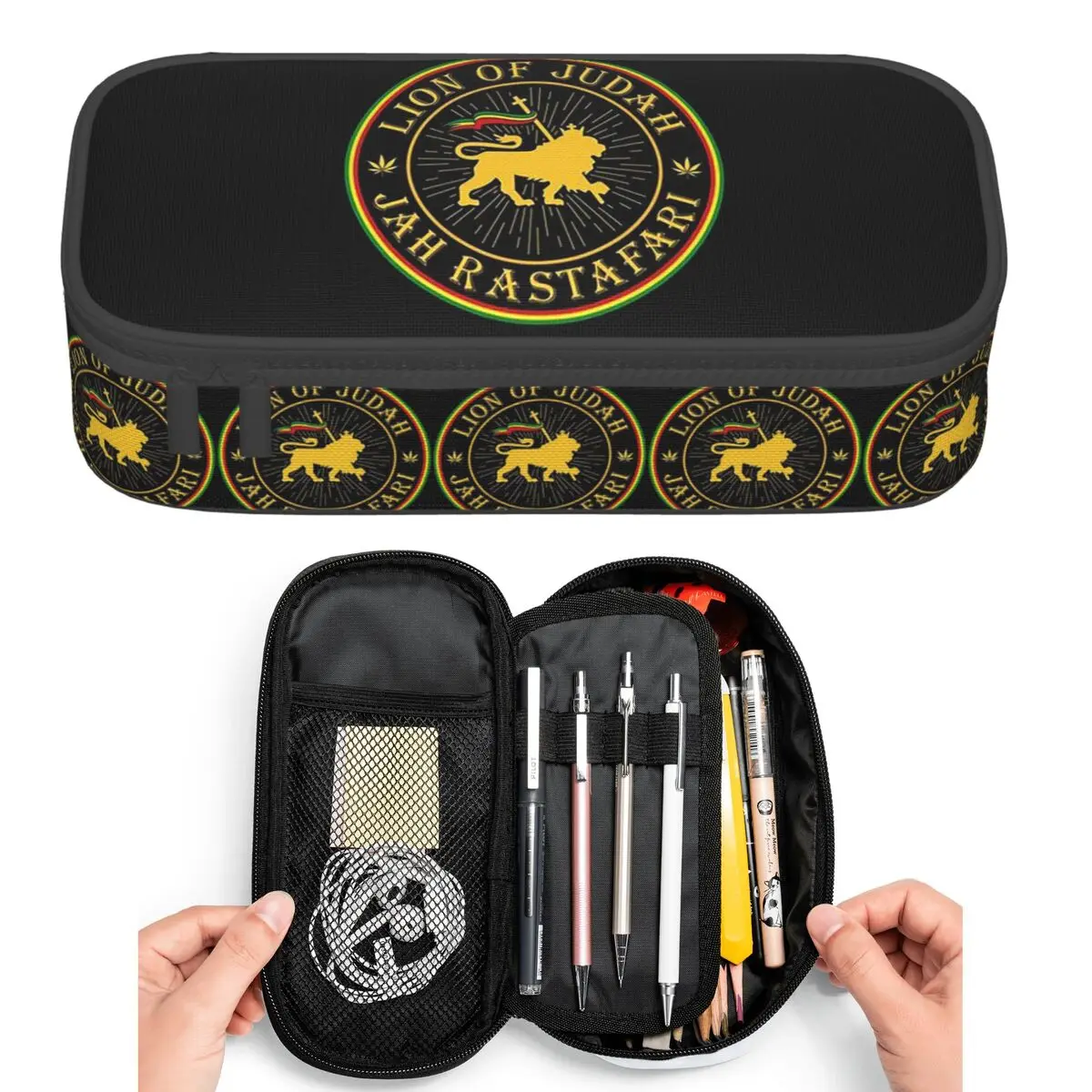 

Rasta Lion Of Judah Star Of David Pencil Cases for Student Pen Box Pencil Bag Large Storage Pencil Pouch Pen Holder