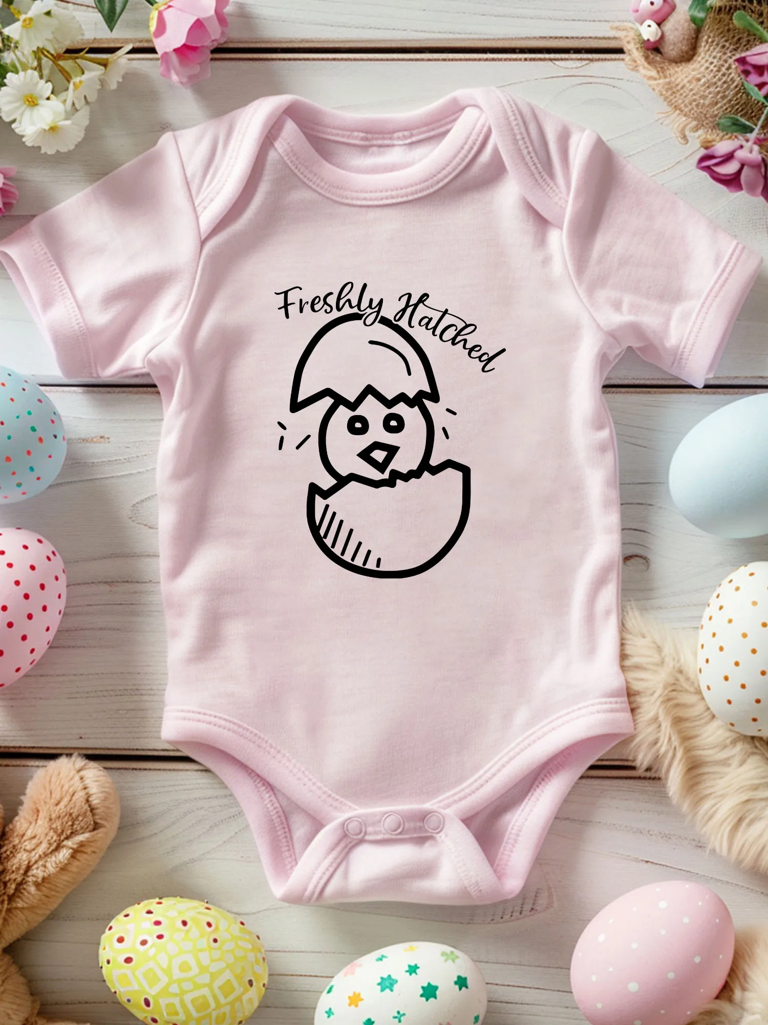 

Новый комбинезон-слип для новорожденных на Пасху, унисекс, 100% хлопок, мягкий, всесезонный, розовый, 190 г/м²