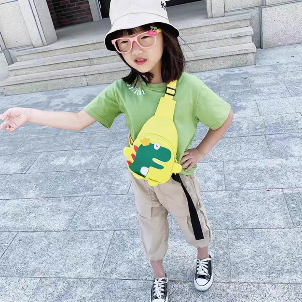 Bolsa crossbody de dinossauro infantil de desenho animado, mochila fofa para meninos e meninas, bolsa de moedas