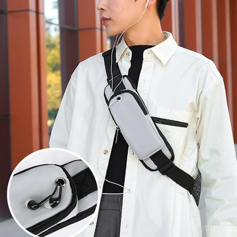 Crossbody Shoulder Bags Men Chest Bag Cloth Casual Shoulder Bag Crossbody Small Backpack With Usb Interface