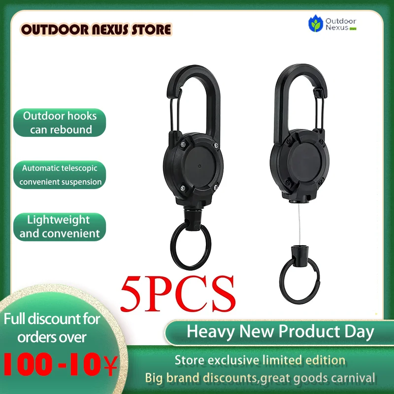 

1/5 PCS Outdoor Automatic Retractable Wire Rope Reel Retractable Key Chain with Steel Cable Key Ring Retractable Keychain Tool