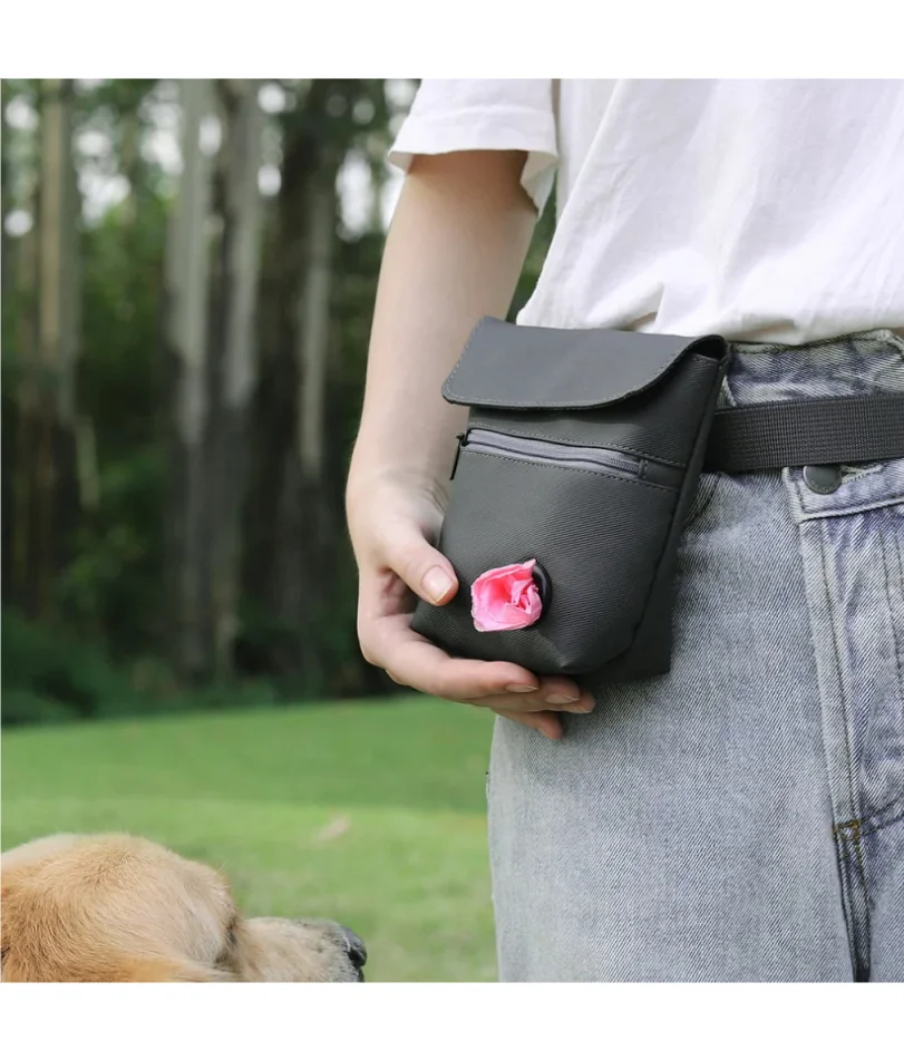 

Portable Dog Training Bag for Walking - with Adjustable Shoulder Strap & Waist Belt, Pet Waste Bag Storage