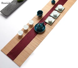Vintage Chinese Style Bamboo Table Runner Tea Mat Tea Set Accessories Tablecloth For Wedding Dining Room Party DecorationsLFB195