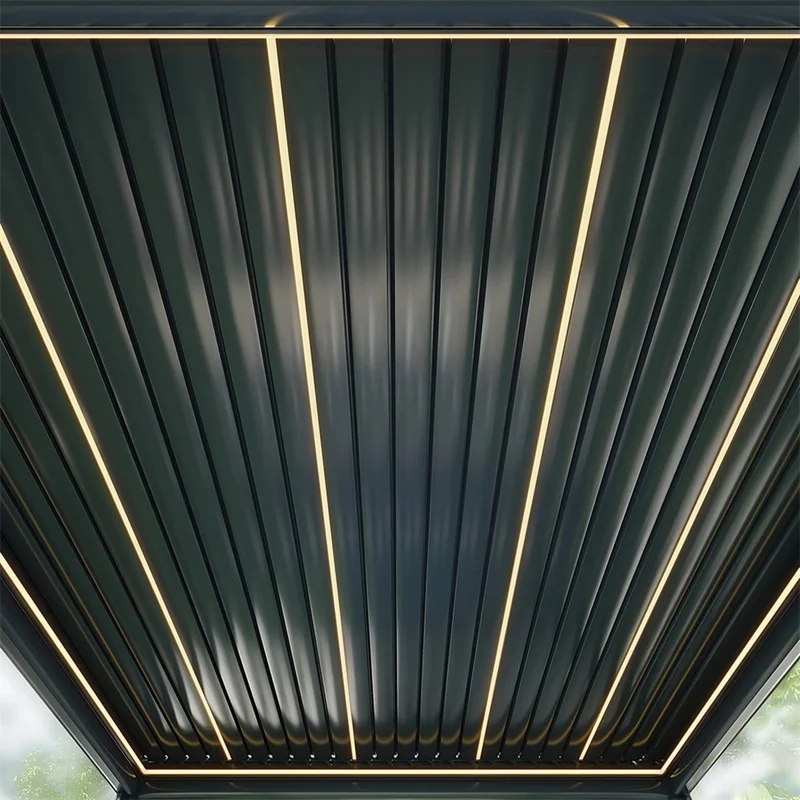 Bioclimatic Design Outdoor Garden Balcony Pergola Gazebo Canopy Made China Powder Coated Aluminium Frame Motorized Remote
