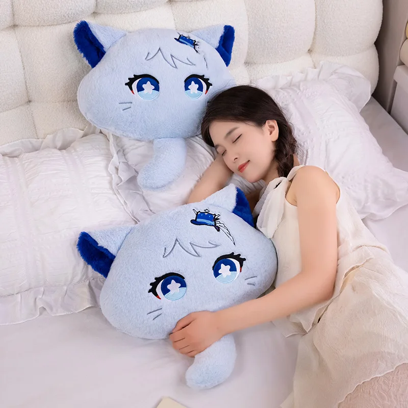 Anime Genshin Impact Furina Cartoon Accessories Cat Plush Throw Pillow Doll Back Cushion Headrest Backing Block Toys Xmas Gift