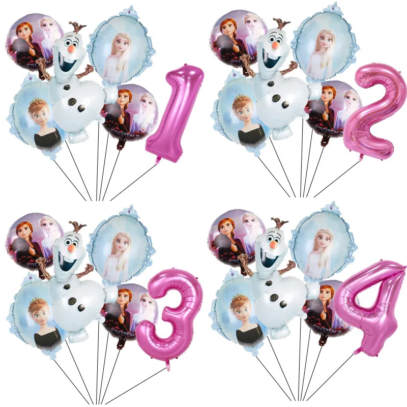 1set Disney Frozen Elsa Olaf Foil Balloons Girl Birthday Party Helium Globos Decorations Baby Shower Kids Cartoon Ice Queen Toys