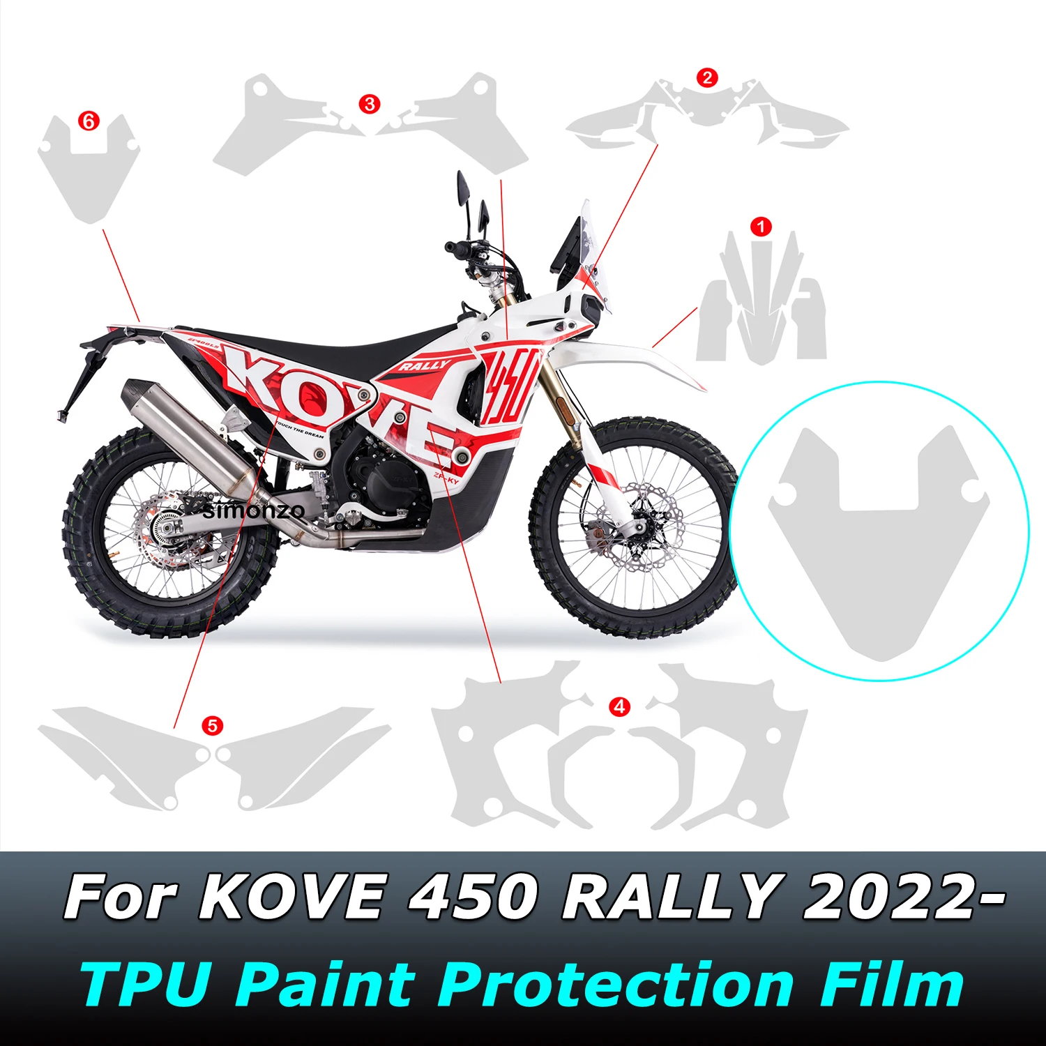 For KOVE 450 RALLY 2022- TPU Film Protector Complete Paint Fairing PPF Transparent Sticker Full Wrap Paint Protection Kit