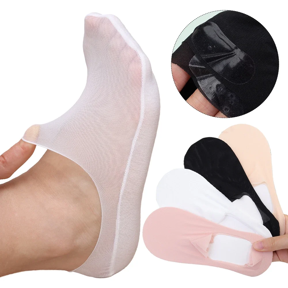 1/5pairs Women Summer Thin Socks Matching Casual Socks High Quality Cotton Bottom Non-slip Invisible Low Short Socks Breathable