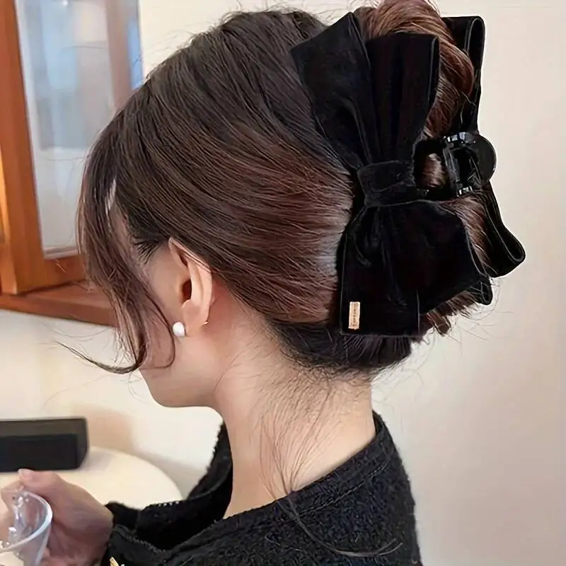 

1 Elegant Hairpin With Velvet Bow, Shark Clip Women, Suitable Performances, Perfect For Beauty-Loving Girls