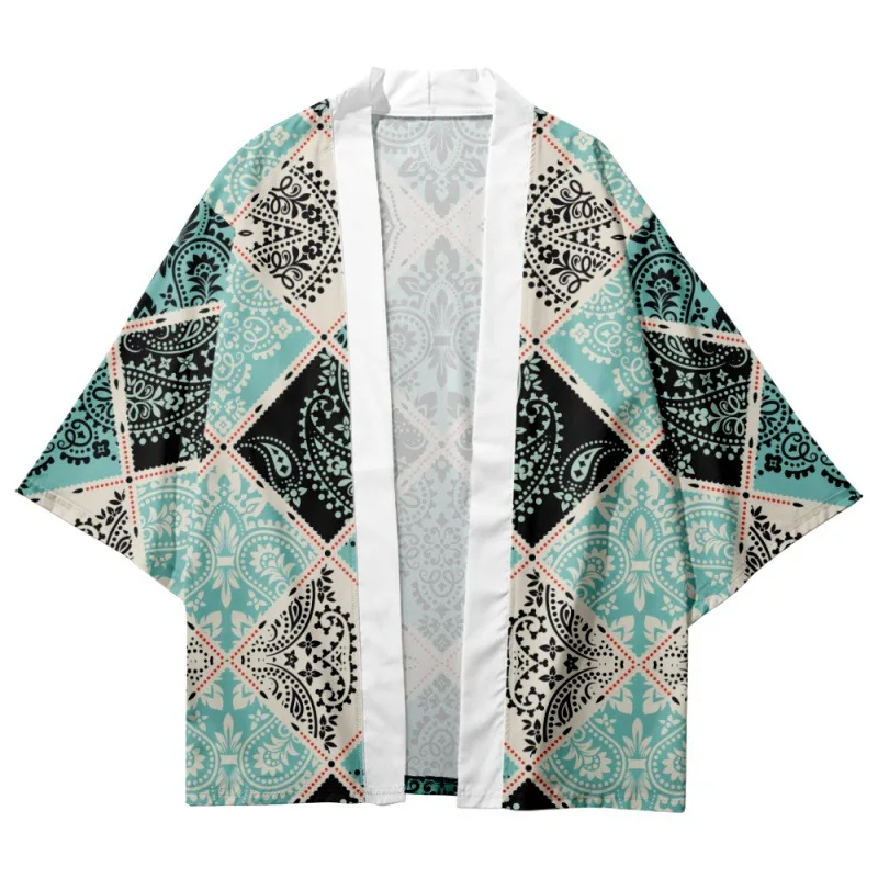 Cashew Flowers Printed Traditional Japanese Kimono Beach Shorts Couple Women Men Streetwear Cardigan Yukata