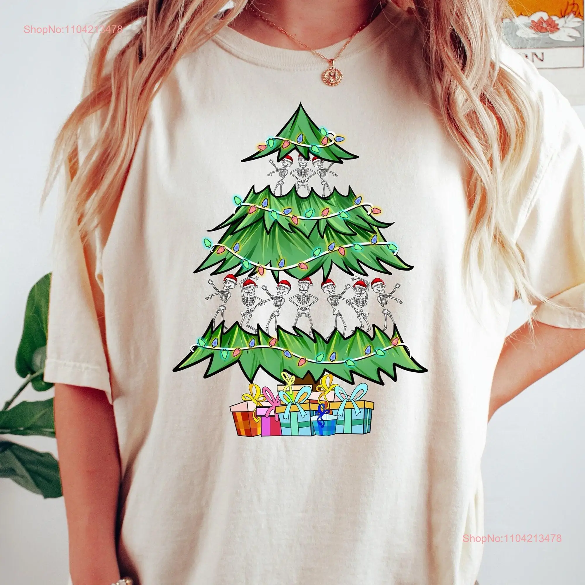 Comfort Colors Skeleton Christmas Tree T Shirt Cute Chritmas Holiday Apparel long or short sleeves