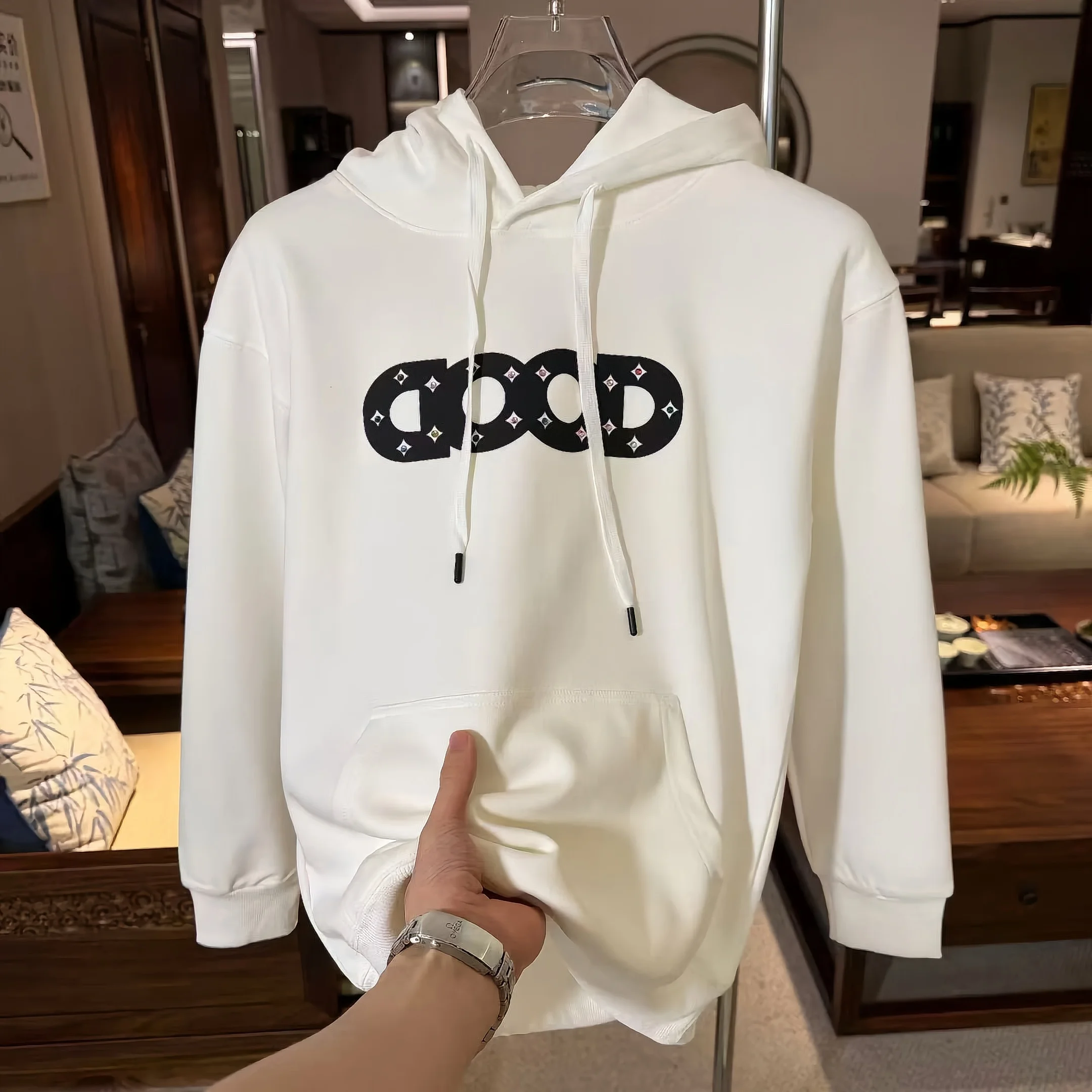 2025 جديد فضفاض عادية مقنع كم طويل البلوز الخريف الشتاء موضة شخصية تنوعا عادية الدافئة هوديي للرجال