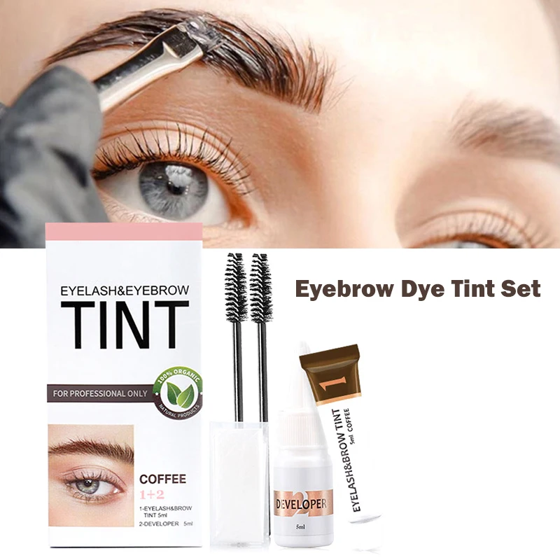 Juego de tinte de pestañas, Gel de tinte para cejas, Kit de crema de tinte de Color café, marrón y negro, maquillaje de ojos súper impermeable, 1 Juego