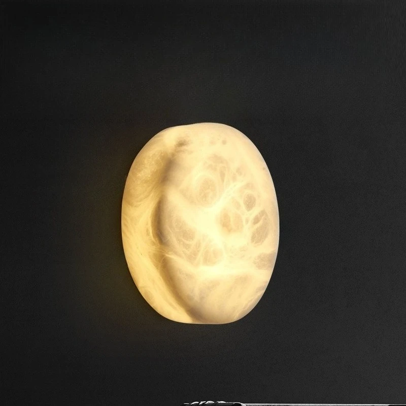 

Spanish natural marble round wall lamp Nordic simple modern minimalist living room background wall Bedroom bedside marble lamp