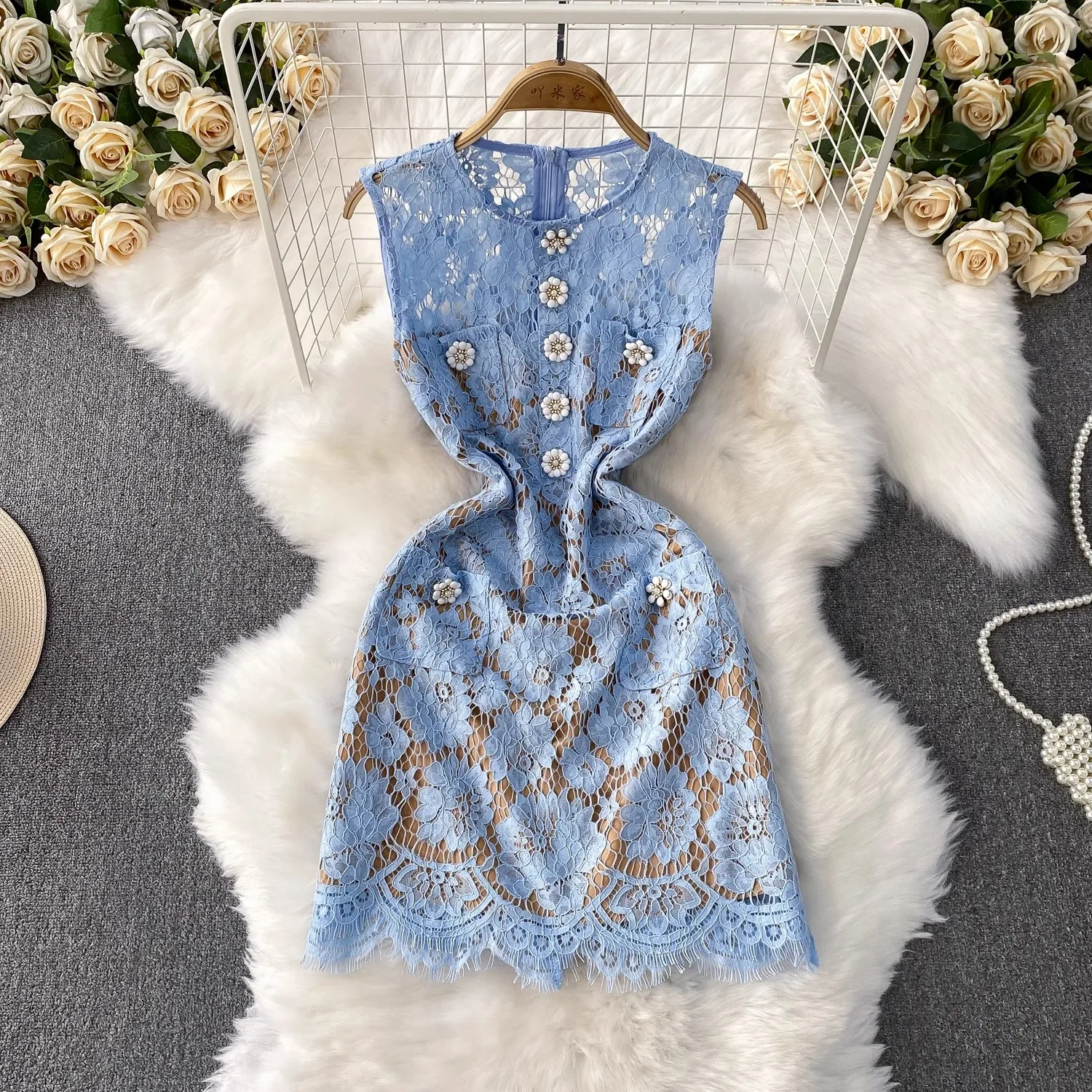 

Роскошное кружевное вечернее платье с вышивкой для женщин, без рукавов, с кристаллами и бисером, на пуговицах, платья для выпускного вечера, вечернее платье