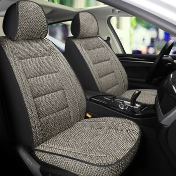 2024 men's car seat cover linen fabric breathable non-slip full surround car front single seat cushion four seasons universal