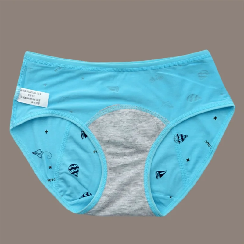 3 pcs Girls Leak Proof Period  Underwear Children Menstrual Cotton Soft Cartoon Printed Briefs Modal Kids Sexy Panties