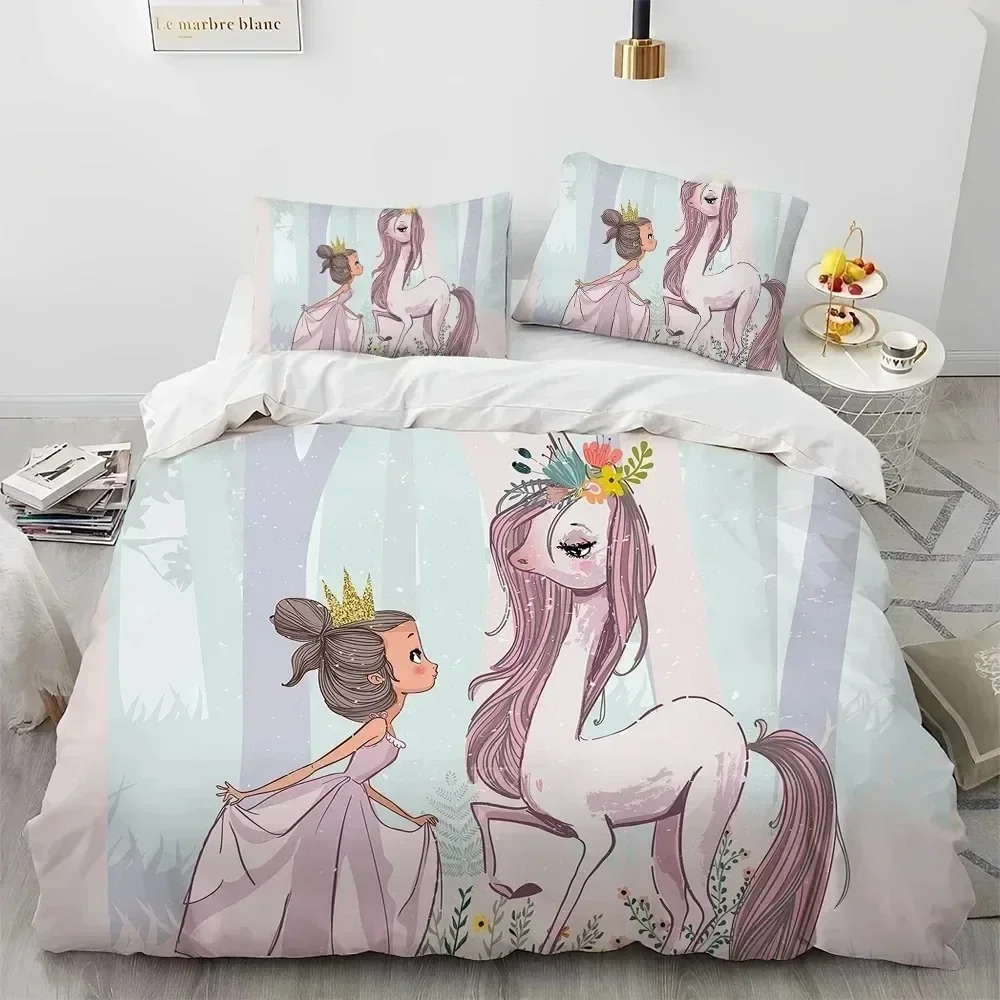3D Print Cartoon Cute Ballet Girl Ballerina Comfortable Duvet Quilt Cover Pillowcase Bedding Set Bedroom Decoration Home Textile