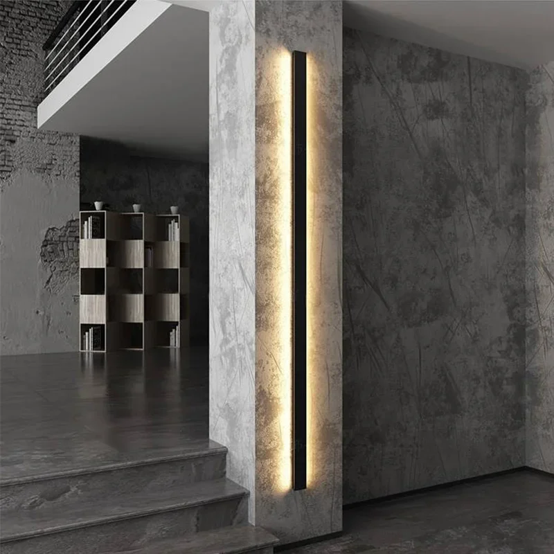 

Wall Modern Strip Black Long Lamp Ambient Light For Living Room Sofa Stair Background Sconce Lamp Bedside Aisle Lighting