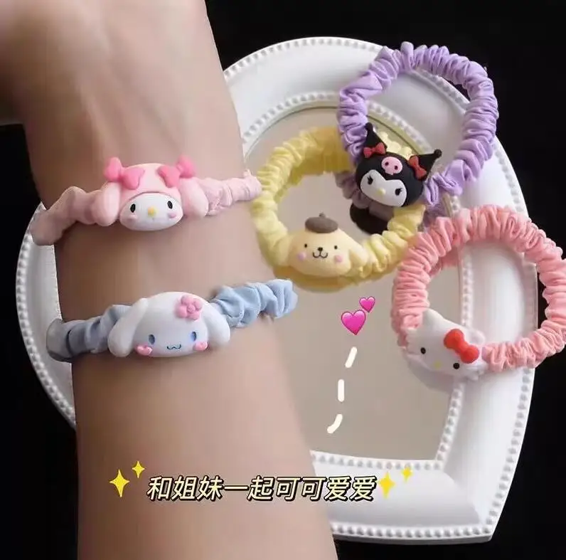 

#5Pcs Sanrio Hello Kitty Hair Rope Cartoon Anime Cute Kuromi Cinnamoroll HairBand Fashionable Hair Accessories Girl&Holiday Gift