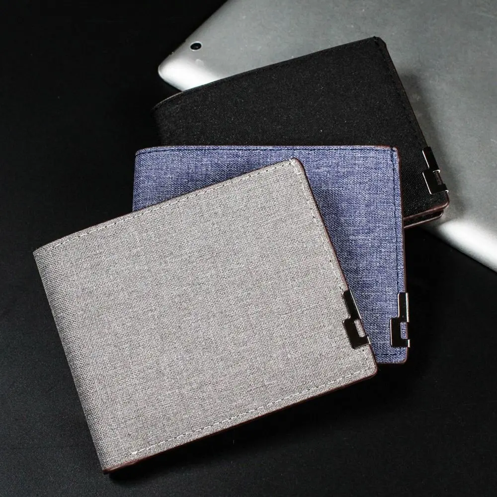 Credit Card Holder Short Men's Wallet Canvas Multi Card Position Coin Purse Wallet Pouch Young Male