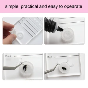 Transparente Kristall -Wimpern -Verlängerungsskala -Platte, 2 -bis -1 Marke Kissen, Acryltransplantationspalettenplatte mit Kleberhalter, Glaszubehör 8 Hauptverkaufsbilanz - №5