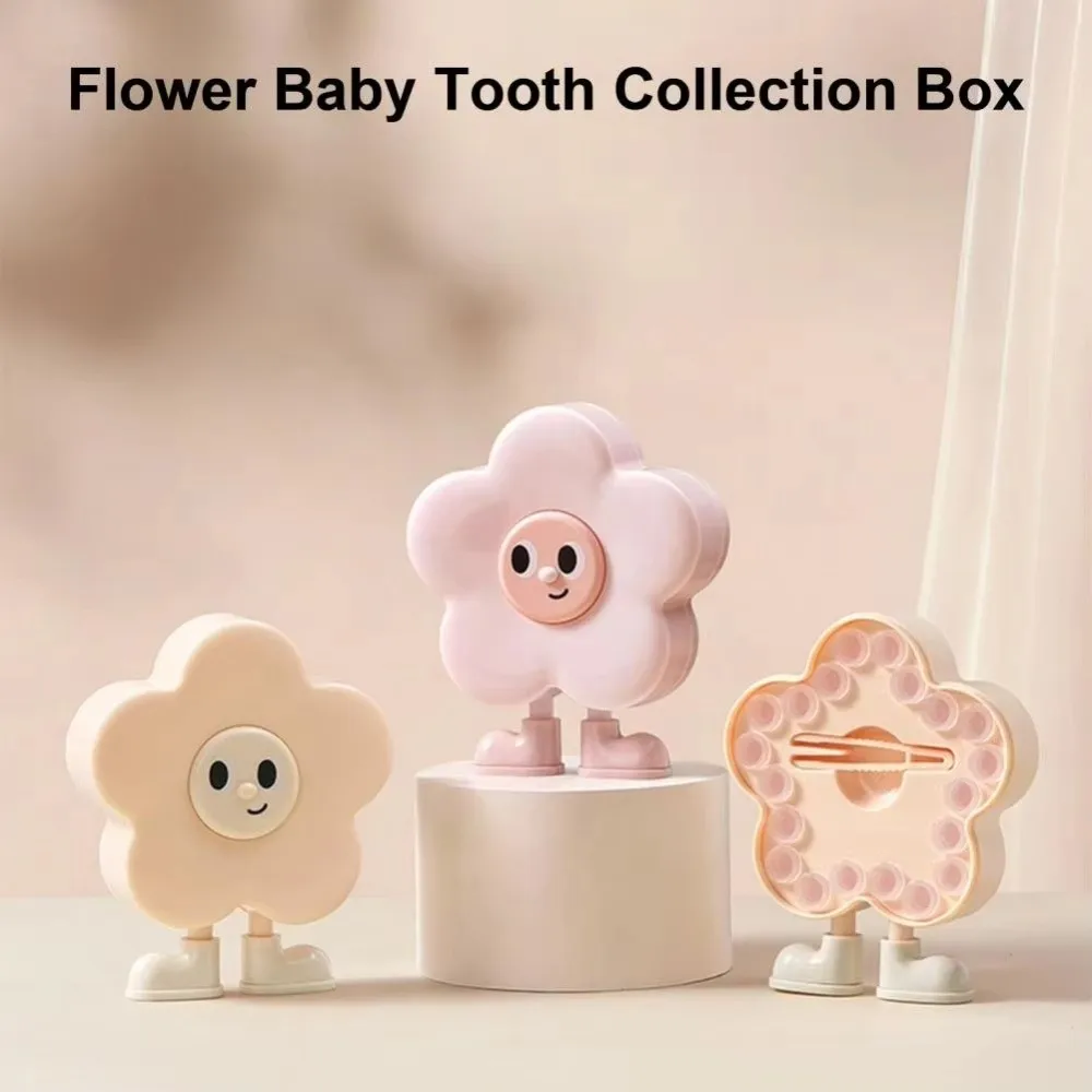 New Cartoon Teeth Keepsake Case Flower Shape With Tweezers Tooth Holder Compartment Box Milk Teeth Storage Box For Teeth