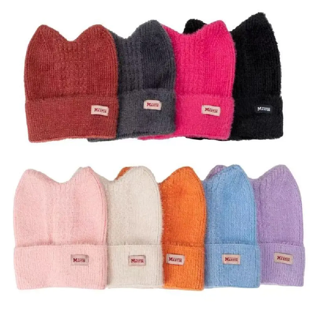 لينة محبوك فروي القط الأذن بيني Skullies النساء شتاء دافئ أفخم الكرتون قبعة حرارية الكورية فتاة في الهواء الطلق الثلوج البلوز القبعات