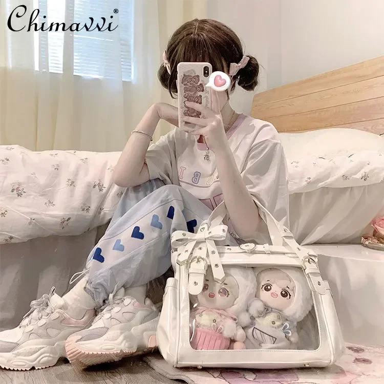 Original Japanese New 20cm Doll Bag Student Girls Large Capacity Cartoon Backpack Transparent Square Shoulder Bag Backpacks