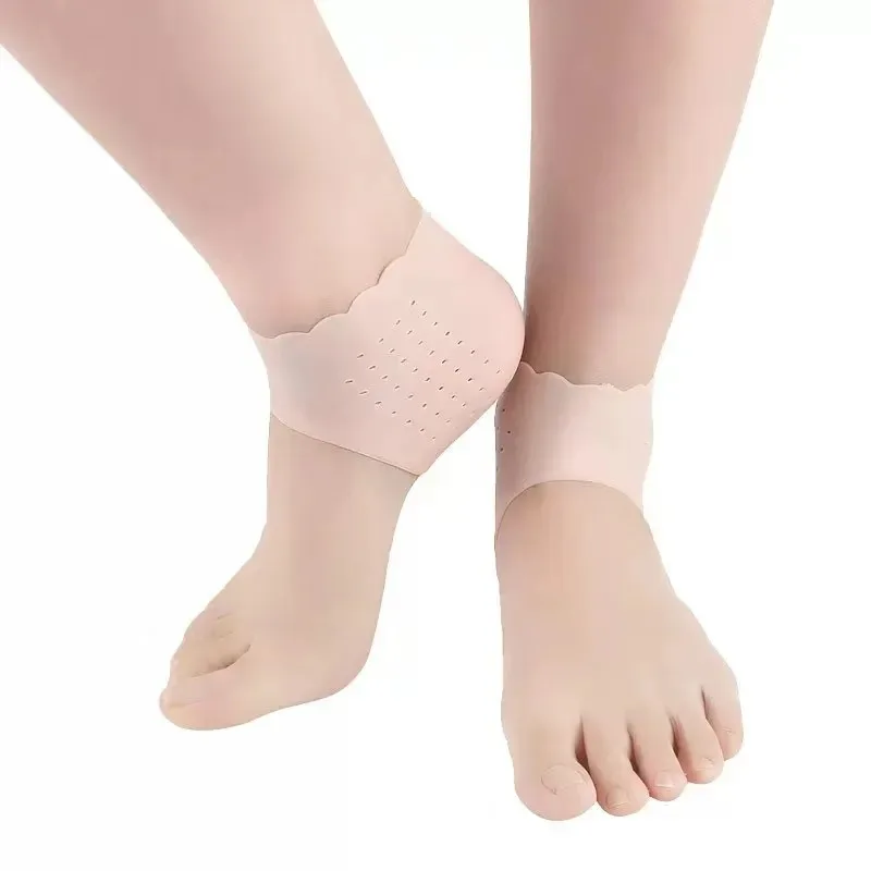 1pair Silicone Feet Care Socks Anti-Cracking Moisturizing Gel Heel Thin Socks Lace Heel Cover with Hole Foot Skin Care Protector image 3