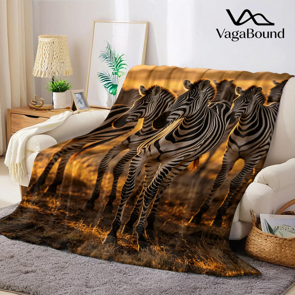 Wild Zebra Stripes Flannel Blanket Warm Soft Halloween Christmas All-Season Couch Decorative Cozy Warm Gift