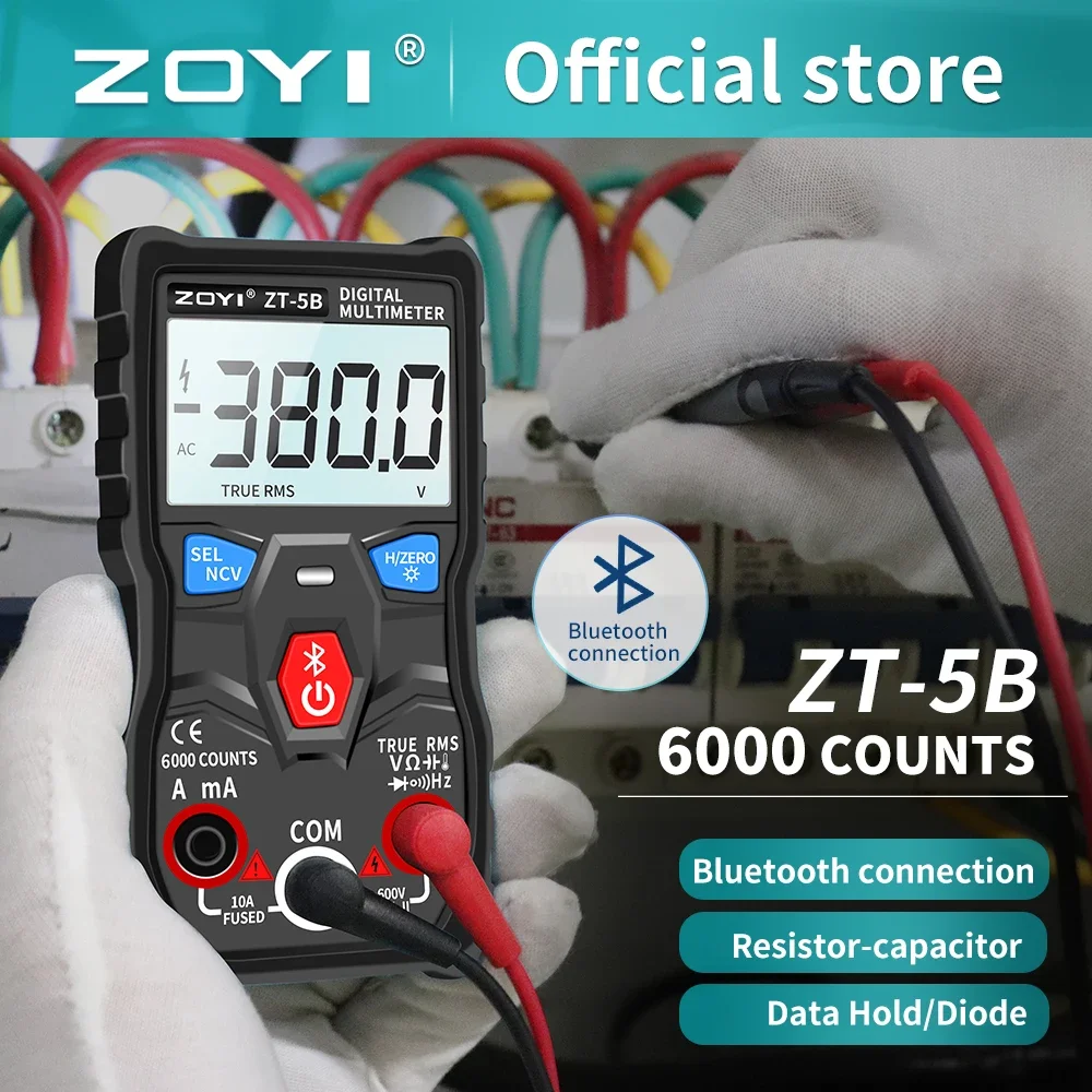 ZOYI ZT-5B cyfrowy multimetr Bluetooth profesjonalny Tester AutoRange woltomierz AC/DC amperomierz elektryk miernik podłączyć