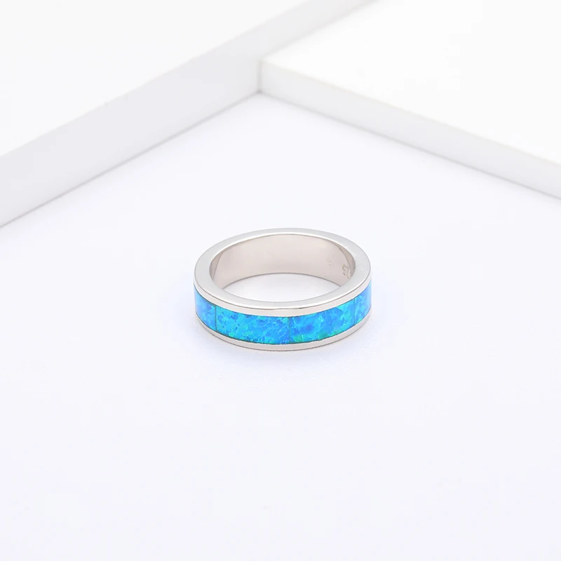 MYOP Real 925 Sterling Silver Opal Ring Court Style Synthetic Gemstones Geometry Design Classic Simple Female Jewelry Dating