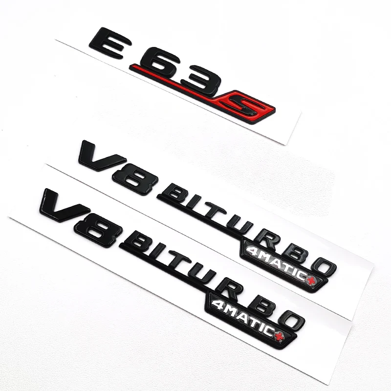 

3D ABS Black E63S Logo Letters V8 BITURBO 4MATIC Badge Car Trunk Emblem Sticker For Mercedes Benz AMG W212 W213 Accessories