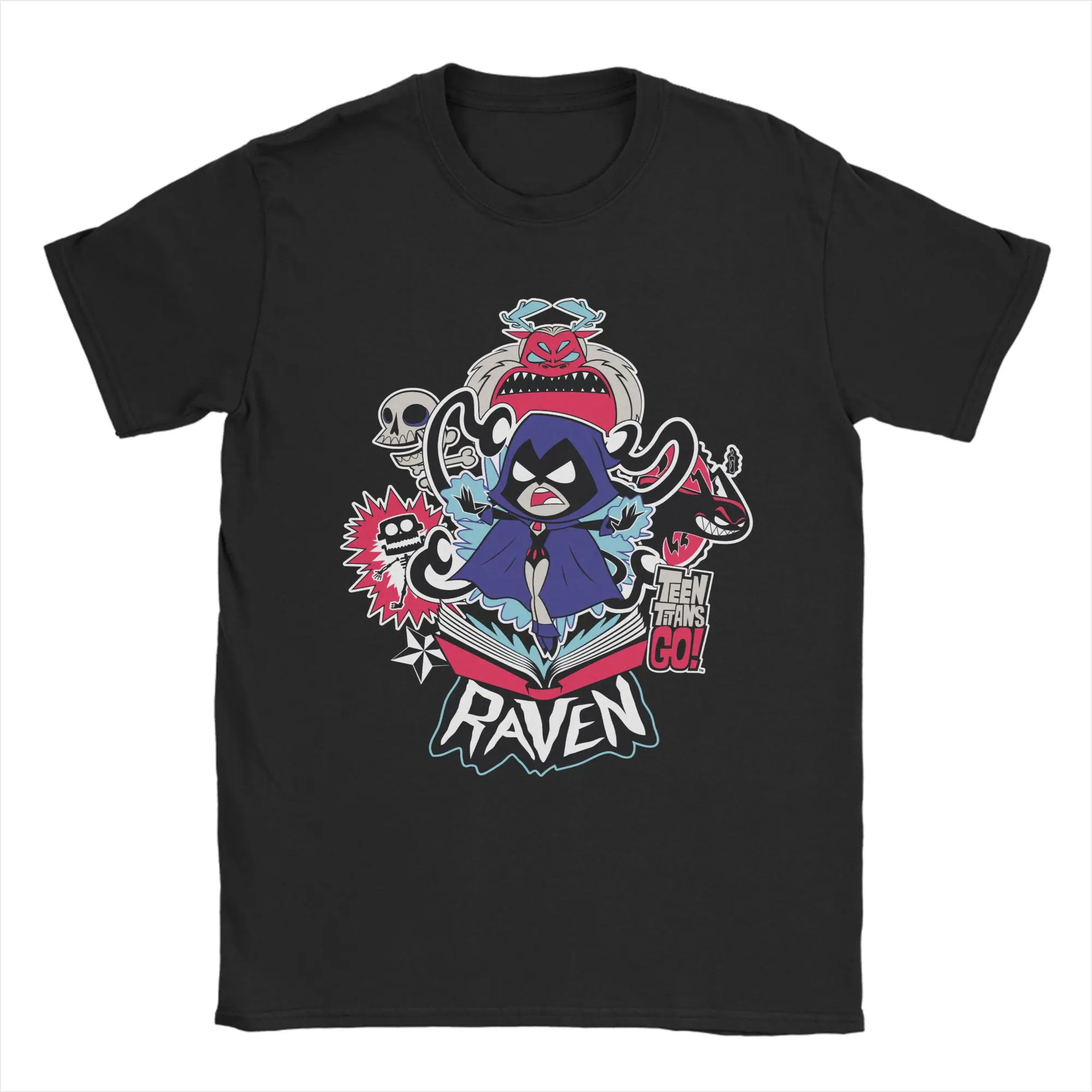 

Kawaii Teen Titans Go Raven Demonic Powers футболка с рисунком мужские топы с круглым вырезом и короткими рукавами хлопковые летние топы