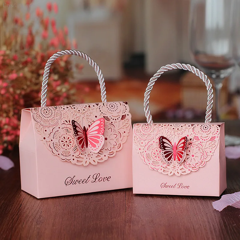 

Wedding Three-dimensional Portable Bag Favors Decorations Sweet Love Candy Box Party Supplies Paper Gift Boxes Bags for Guests