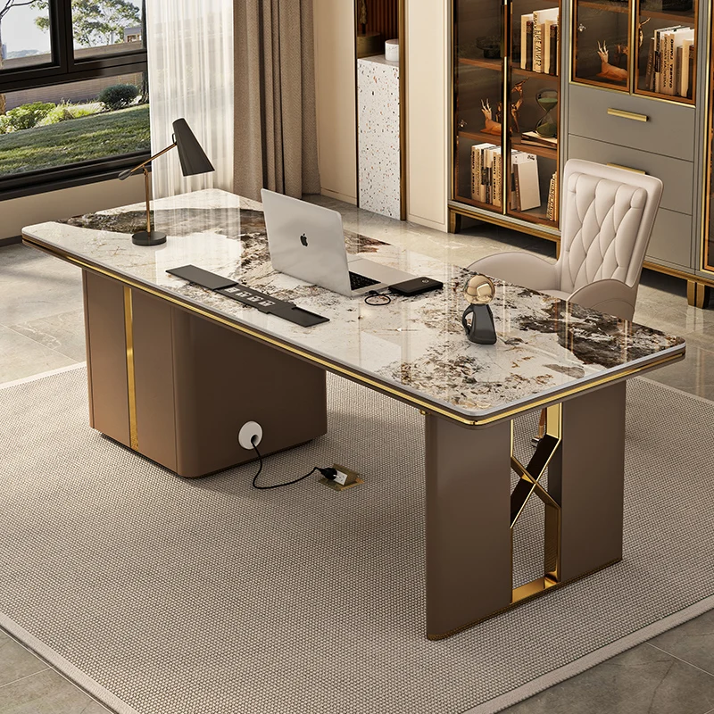 modern rock plate office table high-end luxury elegant minimalist Room desks Computer desk boss escritorios de habitación