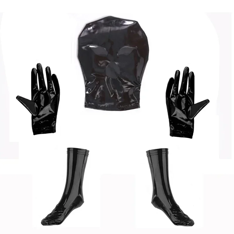 Men Shiny Latex PVC Catsuit Sexy Black Wetlook Faux Leather Night Club Full Bodysuit Fetish Erotic Leotard Jumpsuit Men