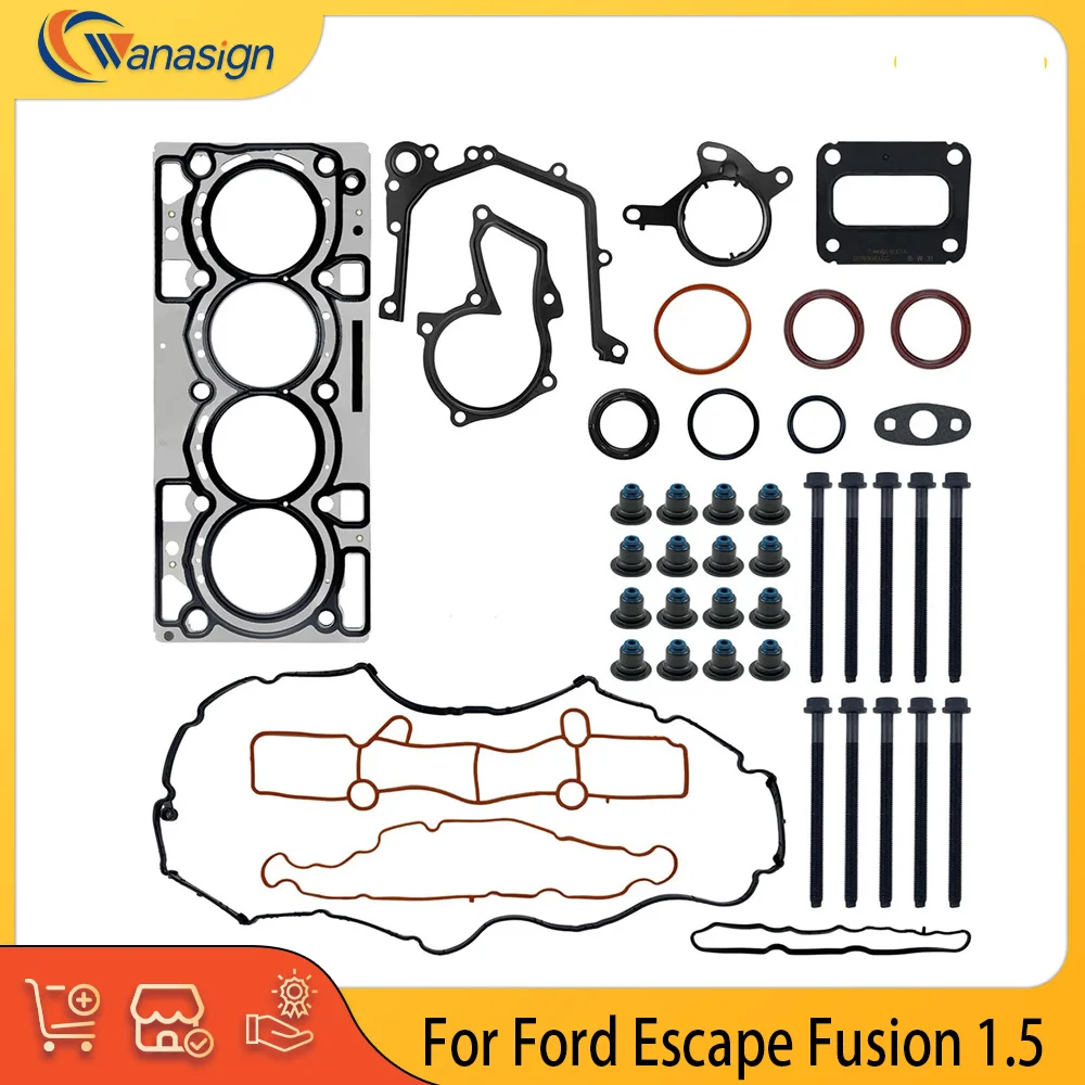 Engine Parts Cylinder Head Gasket Set Bolt Fit 1.5 L L4 Gas Ford Escape 2017-2019 Fusion 1.5L HGS4312 DS7Z-6051-D DS7Z-9439-A