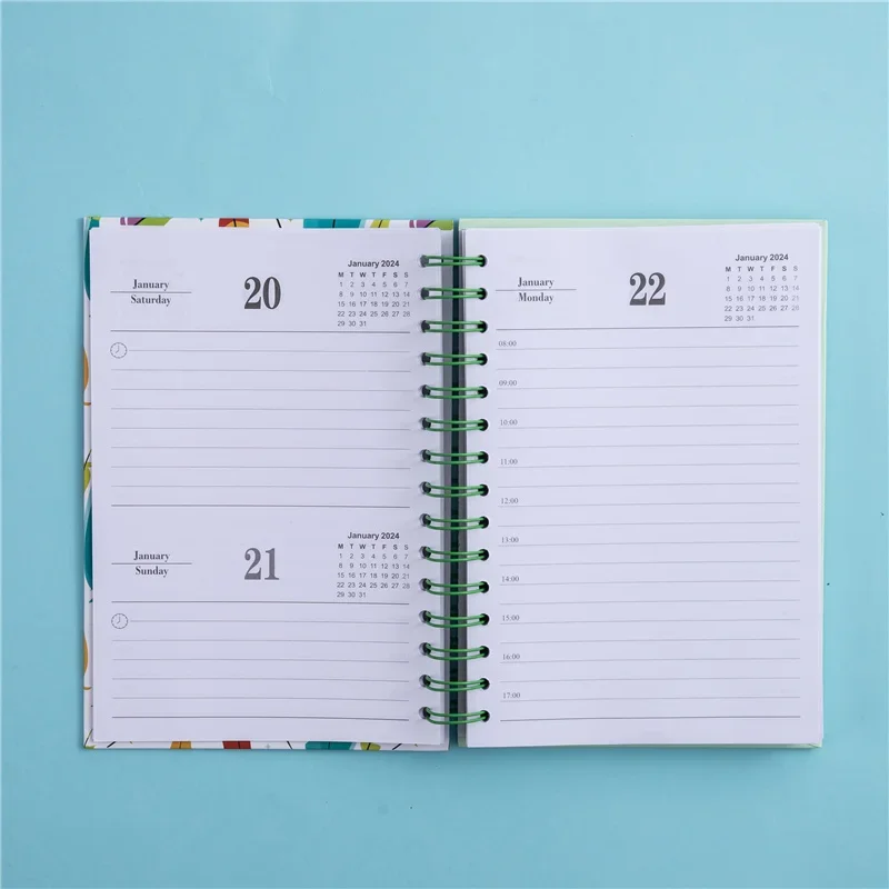 Colored feathers 365 Day Calendar Planner Daily Planning Notebook 2024 Agenda Schedule Notebooks for School Office Journaling