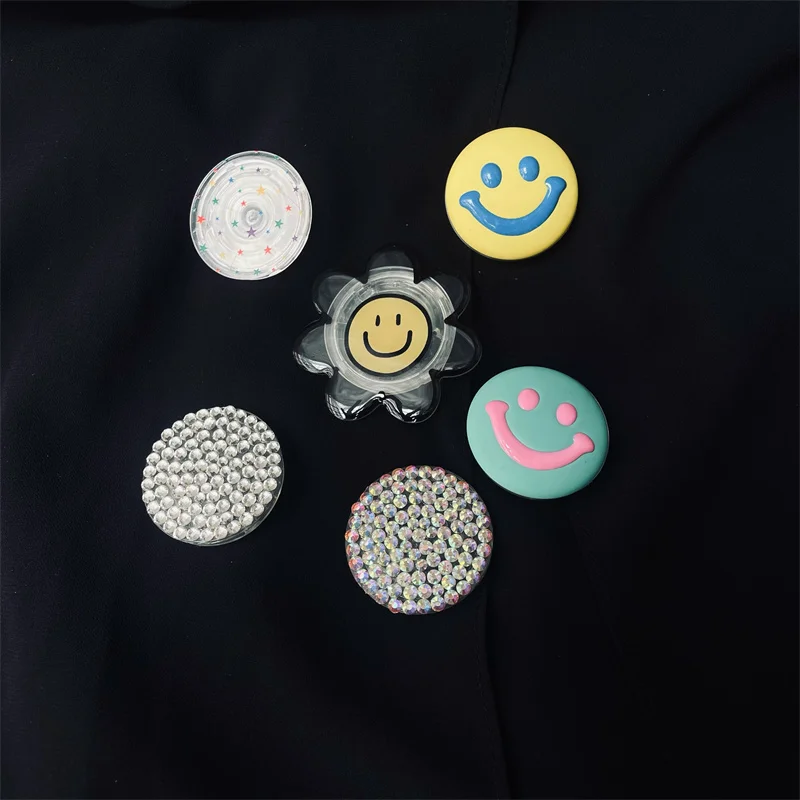 Divertente sorriso stelle strass espandere supporto per impugnatura accessori per cellulare adesivo staffa da scrivania universale