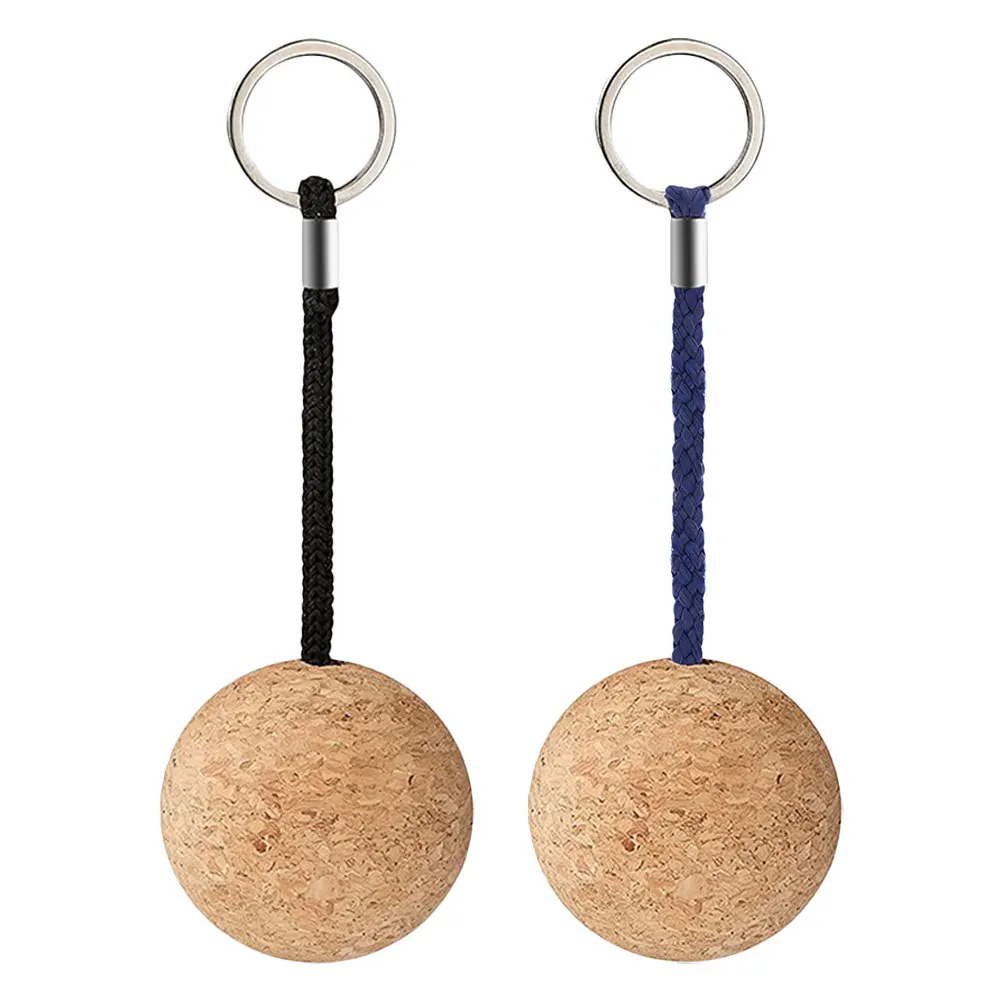 2 قطعة سلسلة المفاتيح الكرة الخشبية العائمة المزدهر المحمولة خفيفة الوزن حلقة رئيسية للرياضات المائية في الهواء الطلق التجديف القوارب تصفح الإبحار #4