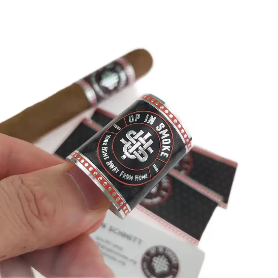 

Custom Waterproof Vinyl Cigar Rings | Custom Logo | Embossed Gold Foil | Cuban Style Waterproof Sticker Labels