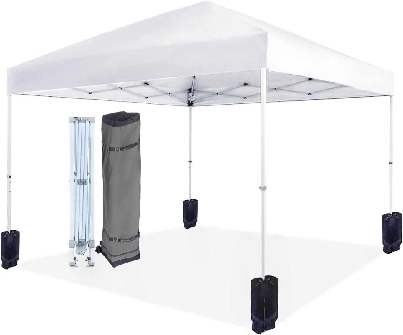 10x10 Pop Up Canopy Tent, Easy One-Push Setup, Portable with Wheeled Bag, Includes Pegs and Ropes for Outdoor Events
