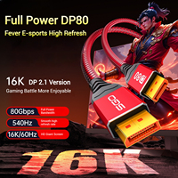 80Gbps DisplayPort Cable 2.1 DP 2.1 Cable 16K DP80 HDR DSC Display Port Cord VESA Certified 16K@60Hz Braided Display Port Cable