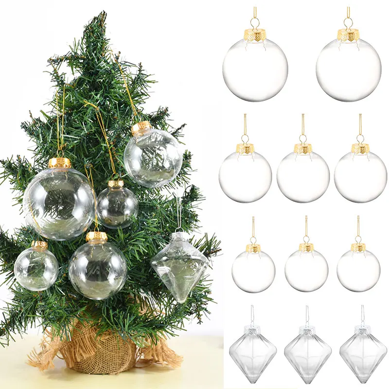 3//6Pcs Clear Plastic Christmas Ball Fillable Ornament Xmas Tree Hanging Bauble Pendant Christmas Navidad Noel Gift Home Decor