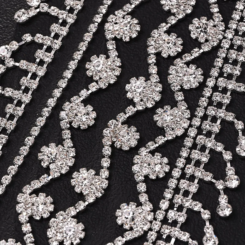 HQ مجوهرات الشعر الفاخرة حجر الراين للنساء شبكة أغطية الرأس تزيين غطاء الرأس الموضة شرابة سلسلة الشعر قلادة إكسسوارات الشعر