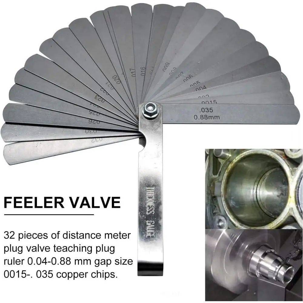 1pc 32 Leaves Feeler Gauge Metric Thickness Gauge Set For Sheet Gauge Blades Valves Foliage of Valves Spark Plug Gap Gauge Tools